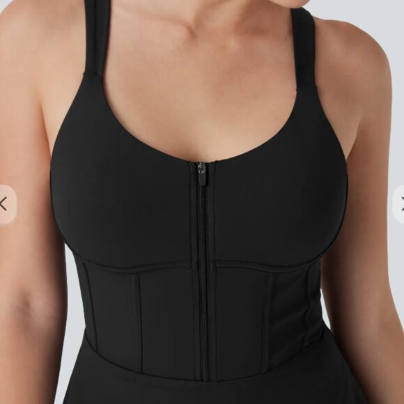 NWT Halara Softlyzero QuickDry Zip Corset Backless 2‑in‑1 Mini Active Dress - Picture 3 of 8